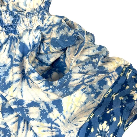 Bebop Romper Sleeveless Tassel Tie Detail Surplice Blue White Print NEW Womens M - Picture 9 of 13